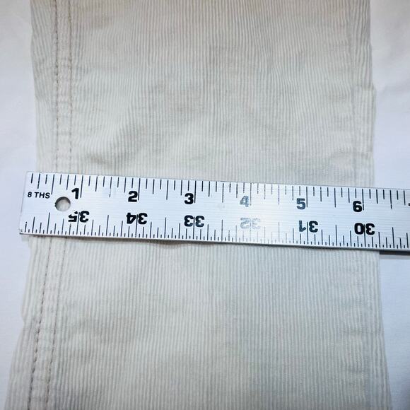 Free People Straight Corduroy Pants Mid Rise White Cream Women 27W x 30L Used - Picture 10 of 11